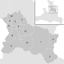 Lage der Gemeinde Bezirk Hallein im Bezirk Hallein (anklickbare Karte)