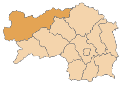 Lage des Bezirks Liezen im Bundesland Steiermark (anklickbare Karte)