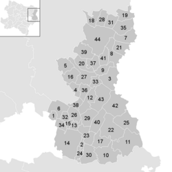 Lage der Gemeinde Bezirk Gänserndorf im Bezirk Gänserndorf (anklickbare Karte)
