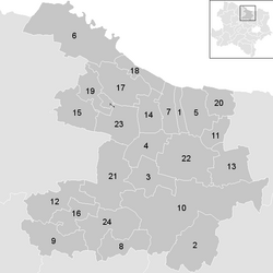 Lage der Gemeinde Bezirk Hollabrunn im Bezirk Hollabrunn (anklickbare Karte)
