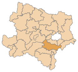 Lage des Bezirks Baden im Bundesland Niederösterreich (anklickbare Karte)